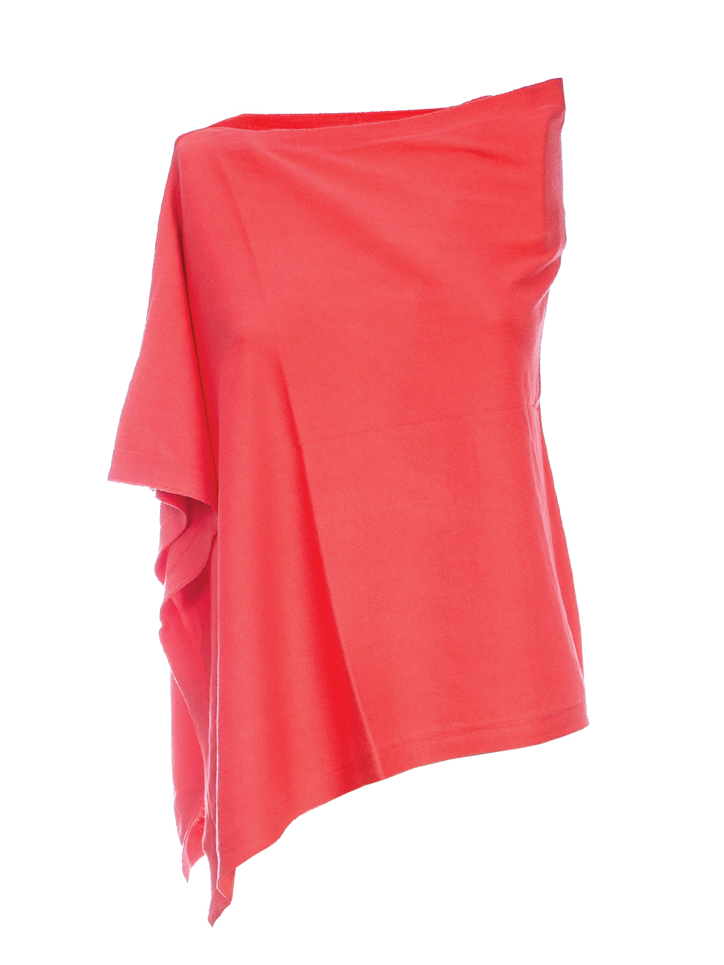 PONCHO MISTO COTONE, ONE SIZE - CORAL
